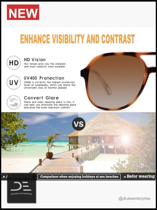 Polarized Aviator Sunglasses 3-Pack, UV Protection, Retro Double Bridge, Cruise